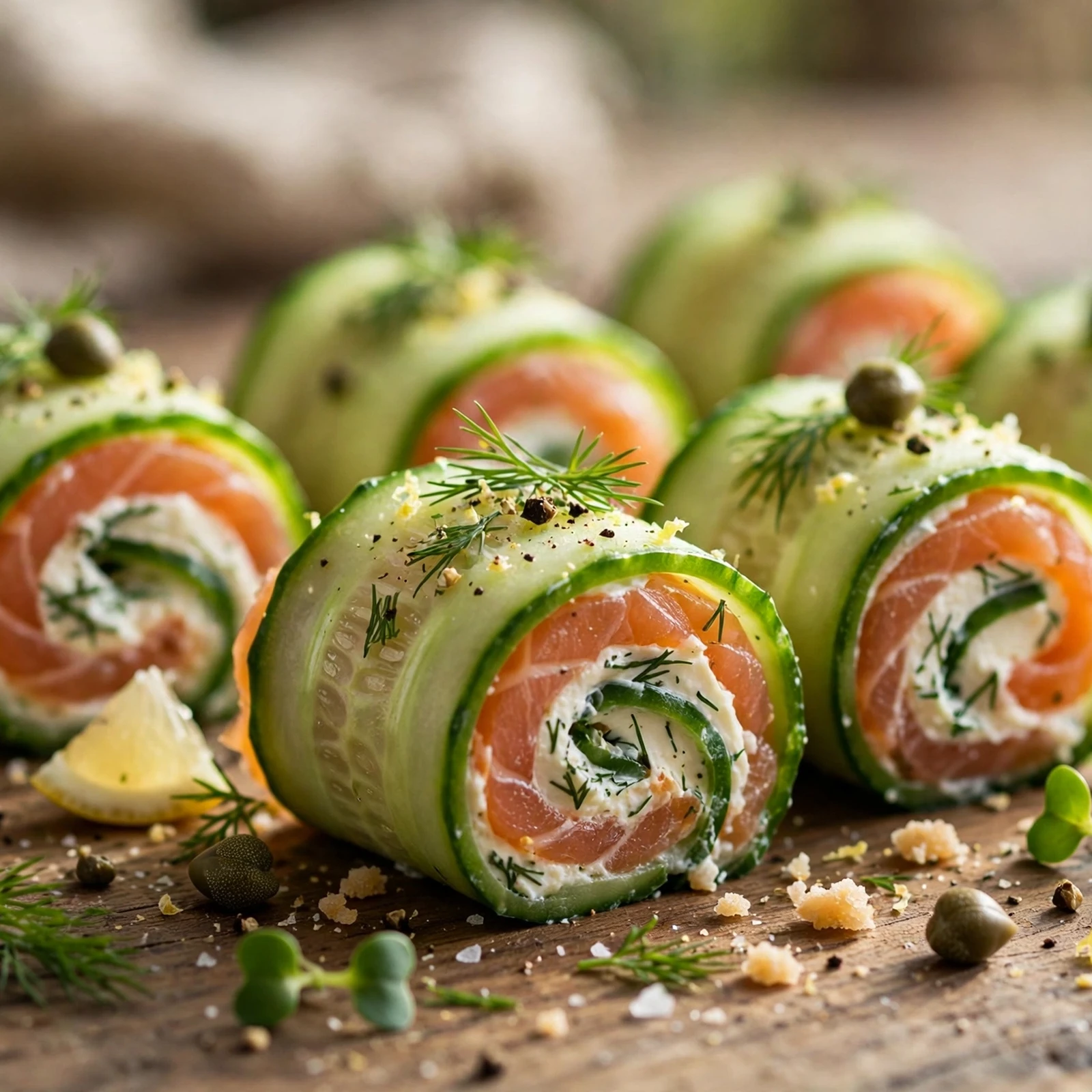 20 No-Cook Anti-Inflammatory Meals for Hot Summer Days: 20. Cucumber Salmon Roll-Ups