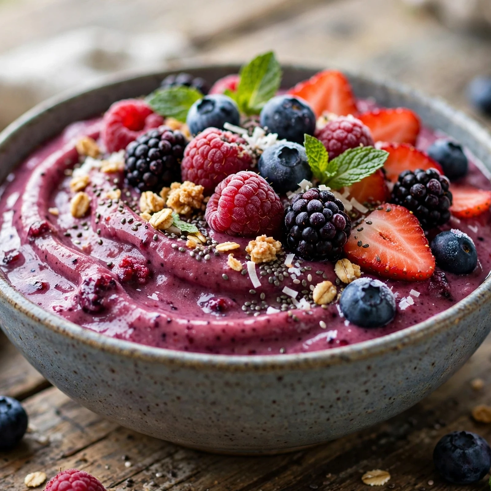 20 21 Day Fix Summer Breakfast Ideas (Quick & Light Mornings): 20. Frozen Berry Smoothie Bowl
