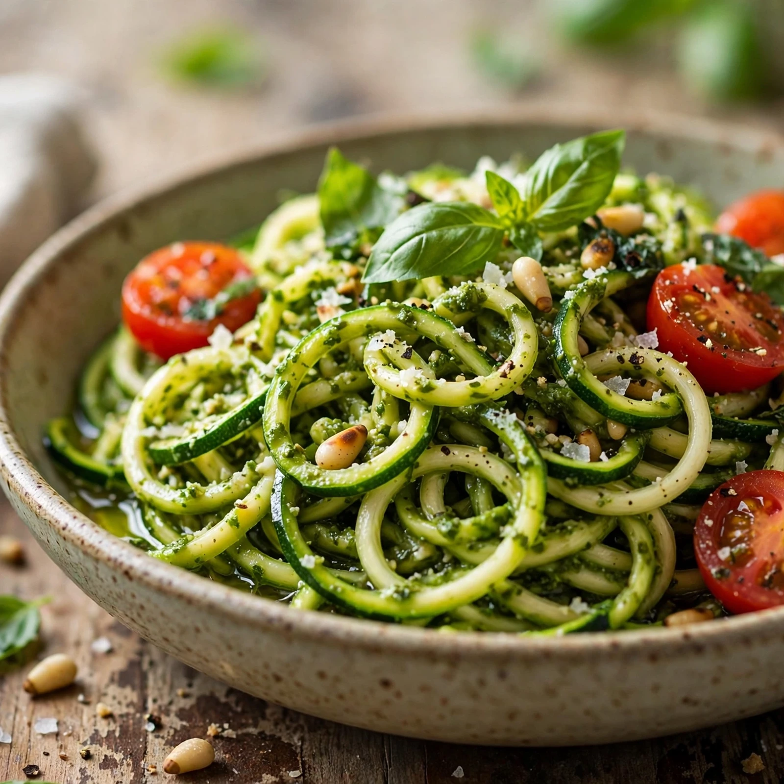 25 Refreshing Summer Anti-Inflammatory Recipes to Beat the Heat: 24. Zucchini Noodle Pesto Bowl